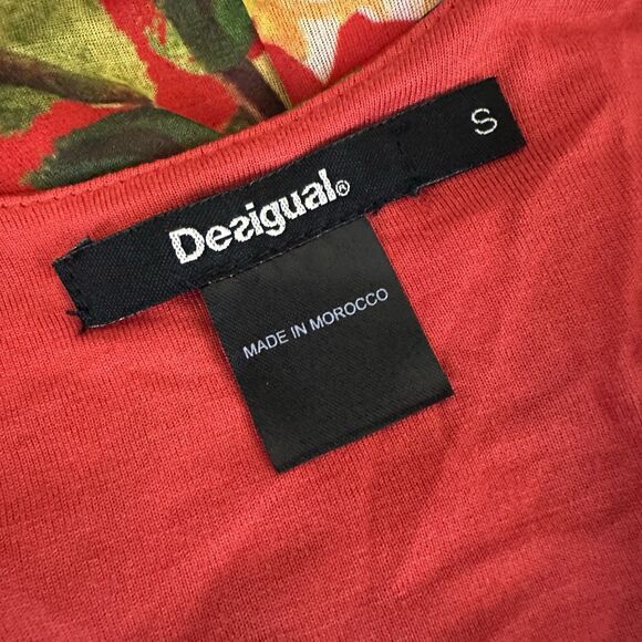 Desigual Miranda Flutter Sleeve Dress SMALL Surplice Neckline Stretch - Picture 7 of 8